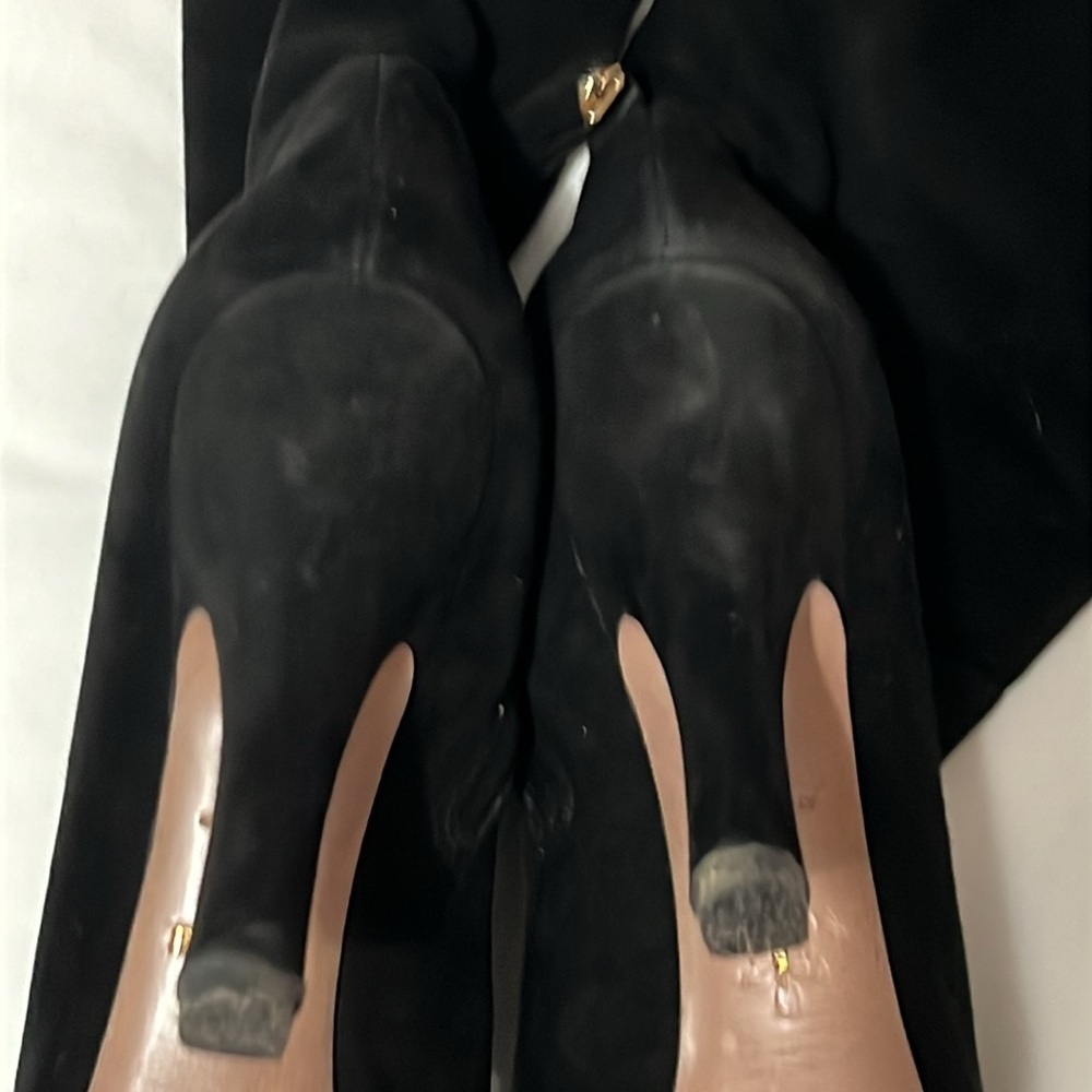 Prada Black Suede Platform Heeled Over the Knee Boots - Picture 10 of 16